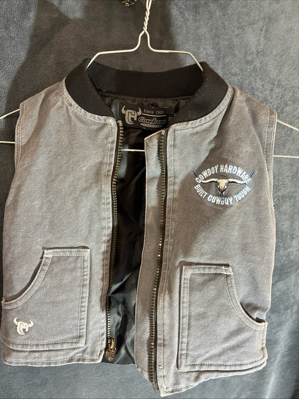 Cowboy Hardware Boys' Gray Zip Vest